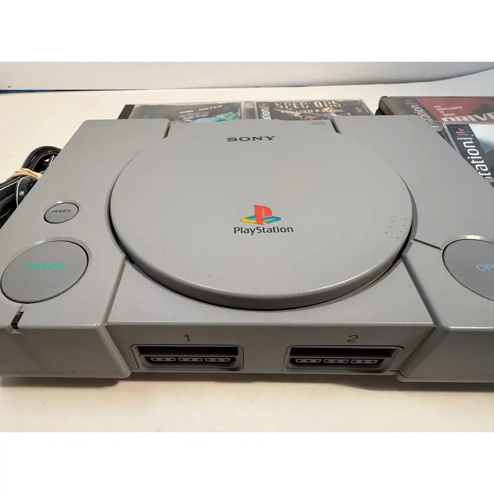 Sony PlayStation 1 (PS1) Console Bundle (OEM Controller, 6 Hit Games) TESTED
